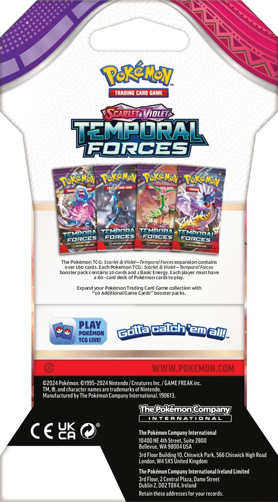 Temporal Forces Sleeved Boosterpack met Walking Wake ex en Iron Crown ex.