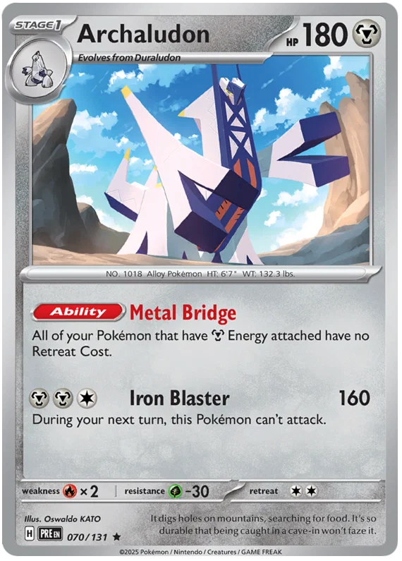 Archaludon Holo #070 Prismatic Evolutions Pokémon kaart met holografische afwerking