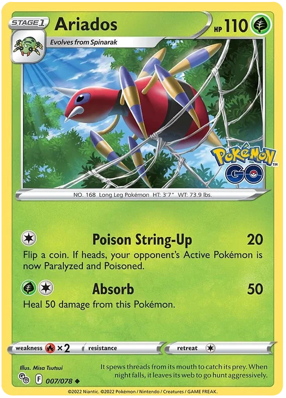 Ariados #007 common Pokemon Go losse kaart