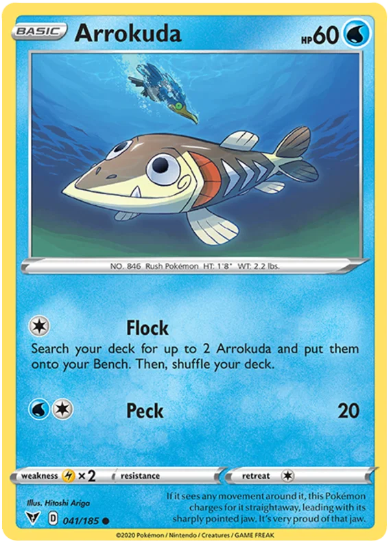 Arrokuda common kaart uit de Vivid Voltage Pokémon TCG set.