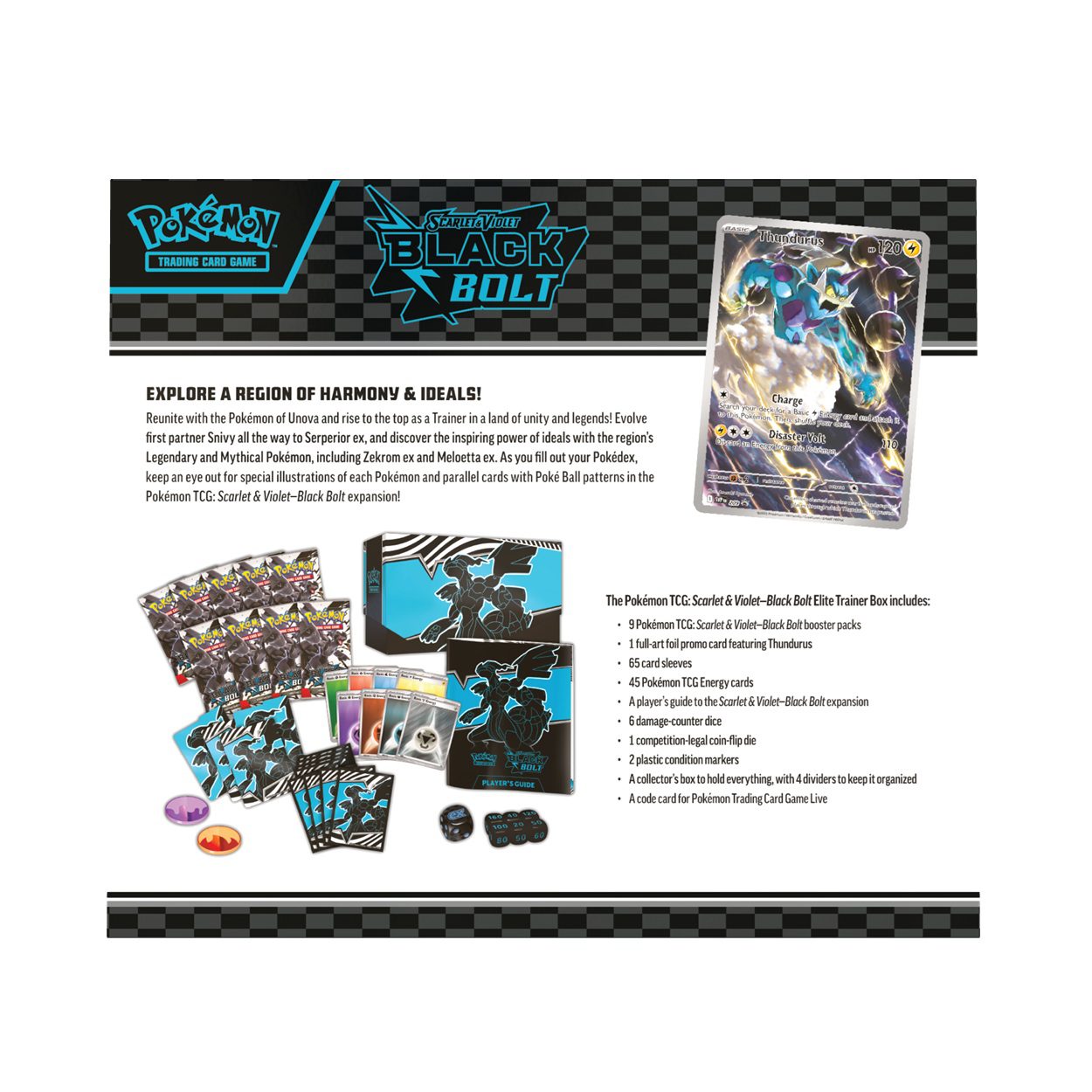 Pokémon Black Bolt Elite Trainer Box met 9 boosterpacks, Thundurus promo kaart en accessoires