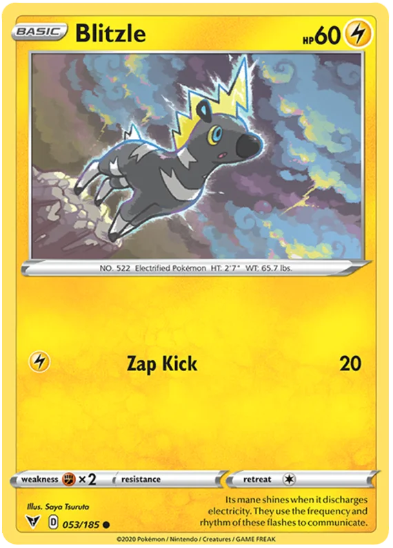 Blitzle common kaart uit de Vivid Voltage Pokémon TCG set.