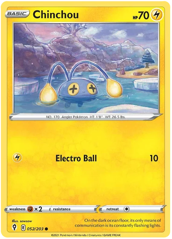 Chinchou Pokémon kaart Evolving Skies – Elektrische common kaart voor verzameling of deck