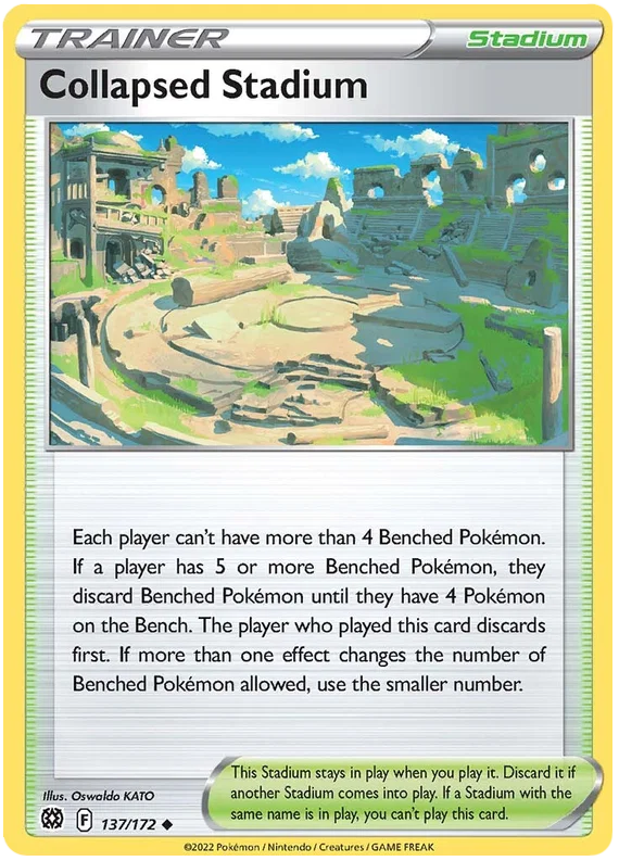 Collapsed Stadium common trainerkaart uit de Pokémon Brilliant Stars set