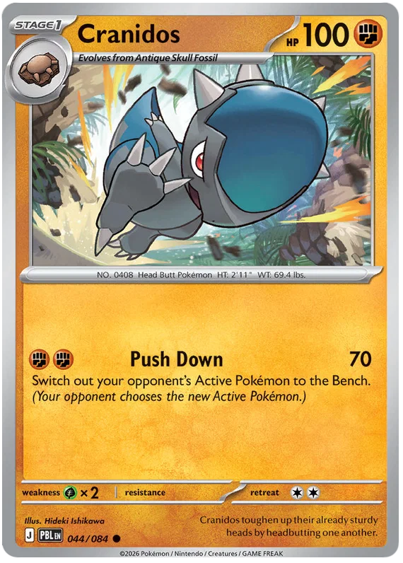Cranidos #044 common Pokémon kaart uit de Pitch Black set