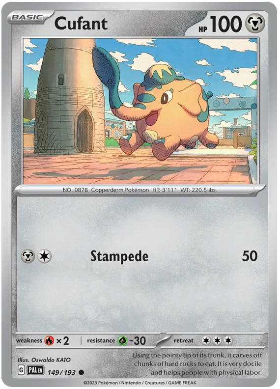 Cufant #149 common Pokémon kaart uit de Paldea Evolved set