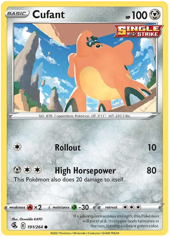 Cufant Reverse Holo Pokemon kaart nummer 191/264 uit de Fusion Strike set