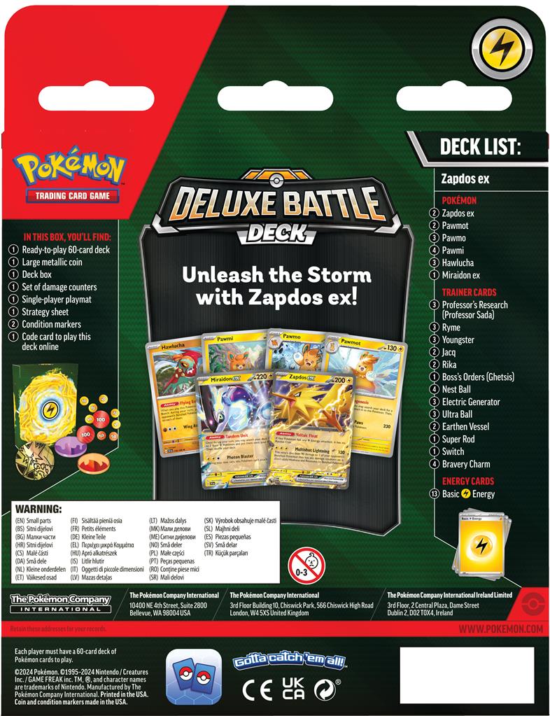 Pokémon Deluxe ex Battle Decks Ninetales & Zapdos – compleet kaarten deck met Zapdos ex, Ninetales ex, munt en accessoires