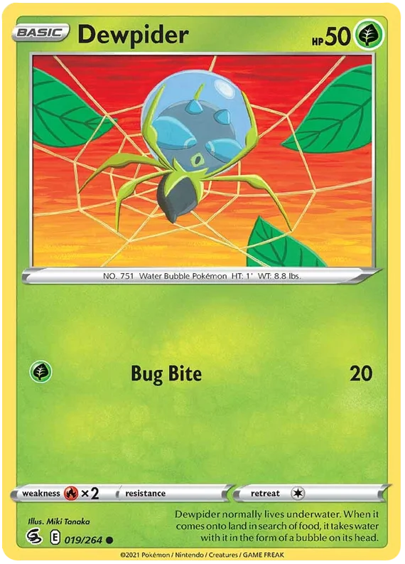 Dewpider Fusion Strike common kaart Grass Pokémon