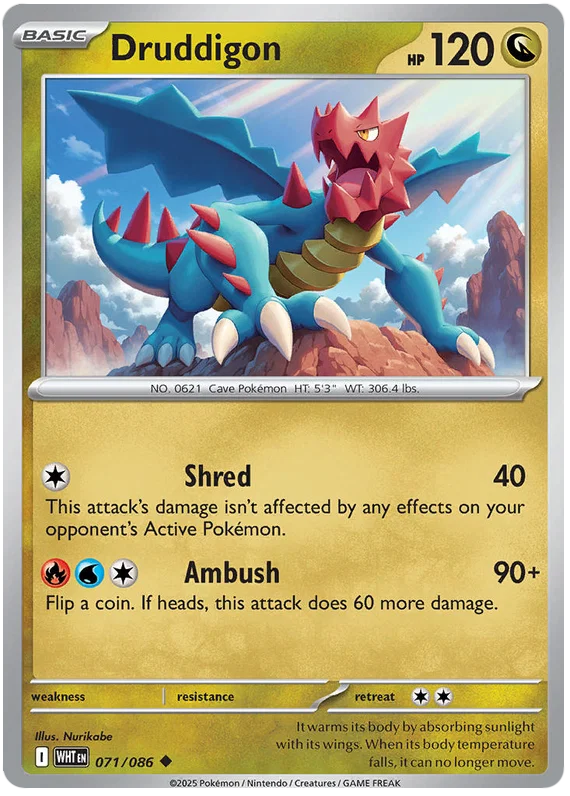 Druddigon common kaart #071 uit de Pokémon set White Flare