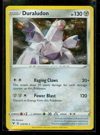 Duraludon 129/185 Cosmos Holo Vivid Voltage Pokémon kaart met uniek holografisch patroon