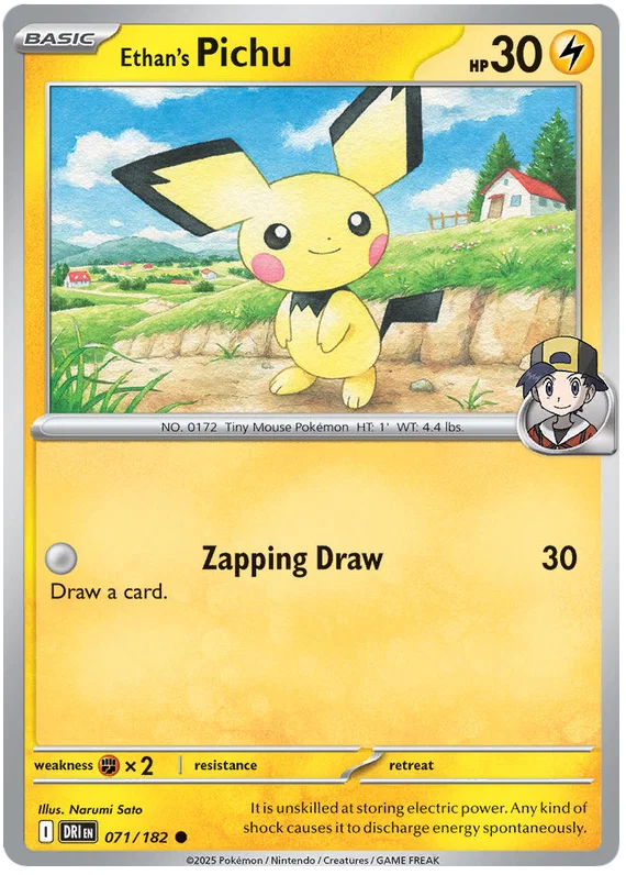 Ethan's Pichu common kaart nummer 071 uit de Pokémon Destined Rivals set