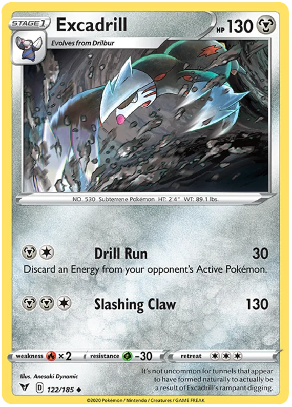 Excadrill Pokémon kaart common Vivid Voltage Steel Pokémon