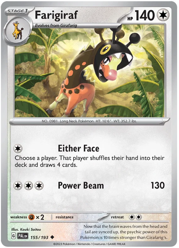 Farigiraf #155 common kaart uit de Pokémon Paldea Evolved set