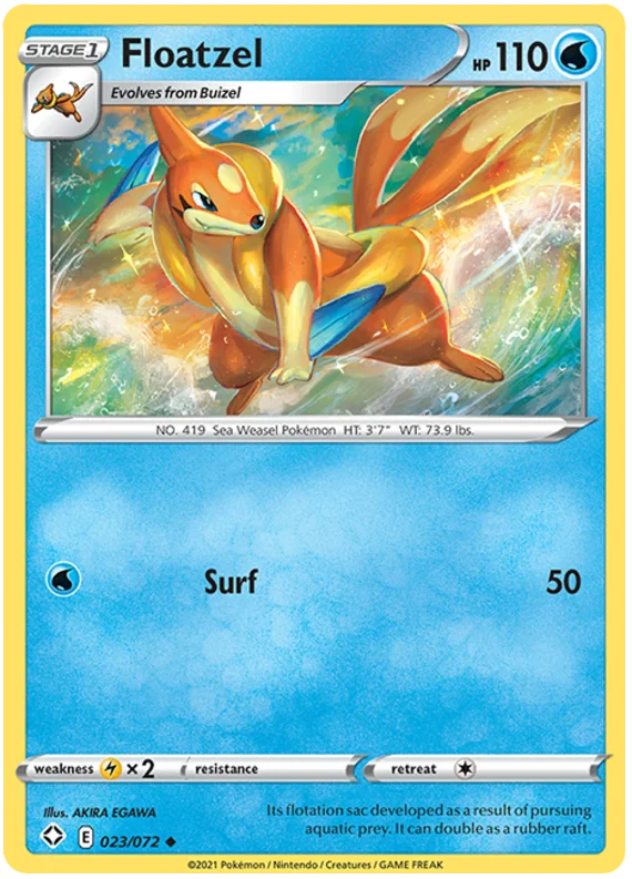 Floatzel common kaart 023/072 uit de Pokémon Shining Fates set