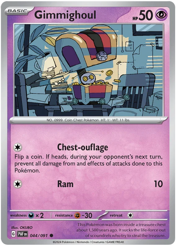 Gimmighoul common #044/091 losse Pokémon kaart uit Paldean Fates