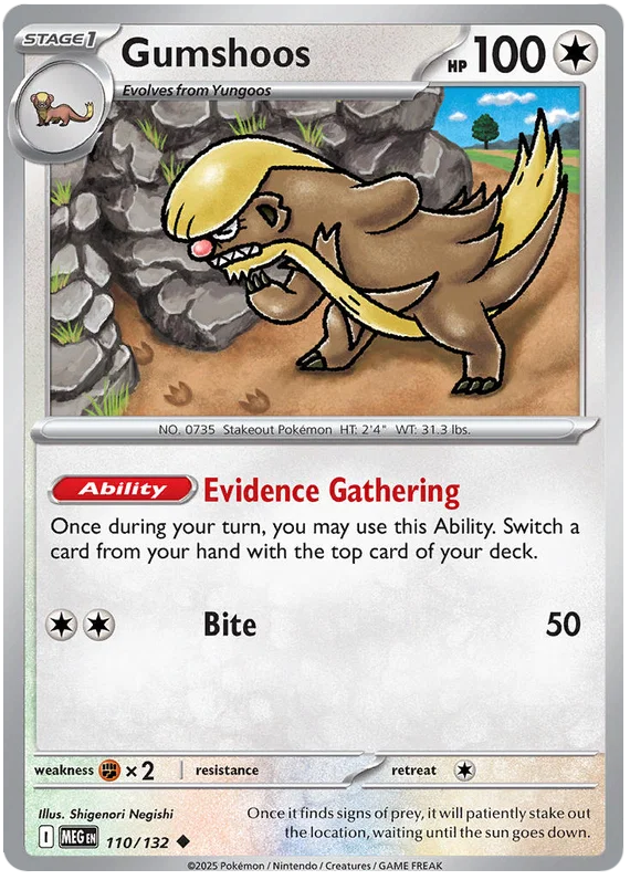 Gumshoos #110 common Pokémon kaart uit de Mega Evolution set