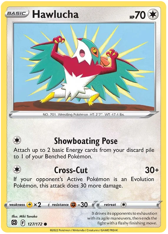 Hawlucha common kaart uit Brilliant Stars, Normal-type Pokémon.