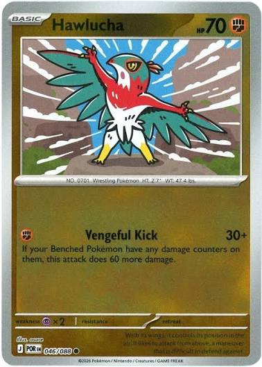 Hawlucha Reverse Holo #046 Perfect Order Pokémon kaart met glinsterende reverse holo afwerking