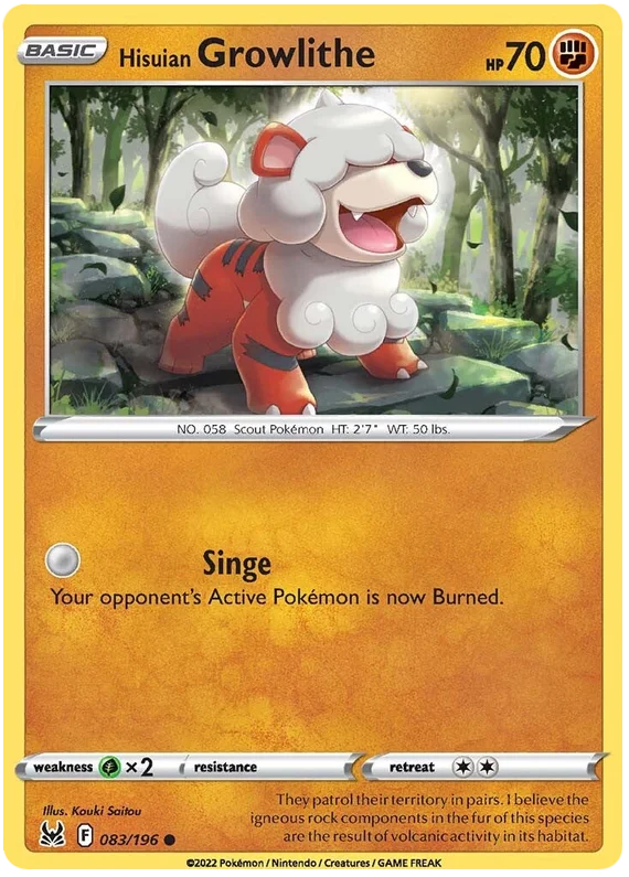 Hisuian Growlithe common Pokémon kaart Lost Origin – Pokémon losse kaarten kopen