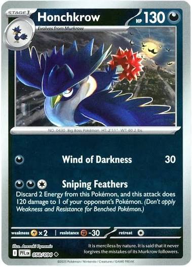 Honchkrow Reverse Holo kaart #058 uit de Pokémon set Phantasmal Flames