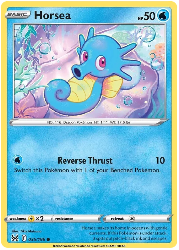 Horsea – Common Water Pokémon Kaart uit Lost Origin!
Breid je Pokémon verzameling uit met Horsea! Deze common kaart uit de Lost Origin set is een must-have voor liefhebbers van water Pokémon en verzamelaars van losse kaarten.
Inhoud:
1x Horsea common kaart uit Lost Origin
Al onze losse Pokémon kaarten worden verstuurd in een toploader of een softloader. Soms worden er 2 kaarten in 1 toploader verstuurd, afhankelijk van de kaartwaarde.
Indien er in één bestelling producten zitten met verschillende levering