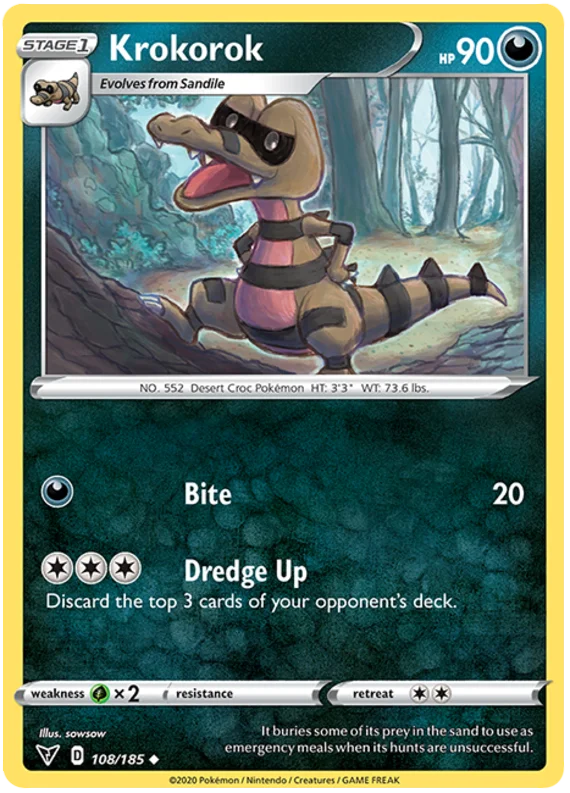 Krokorok common kaart uit de Vivid Voltage set – Pokémon TCG.