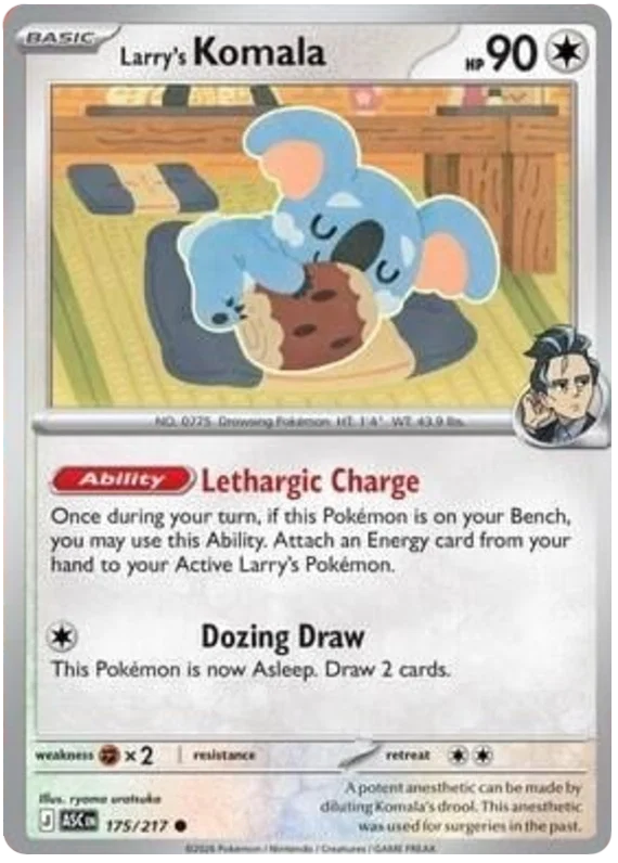 Larry's Komala common kaart nummer 175 uit de Ascended Heroes Pokémon set