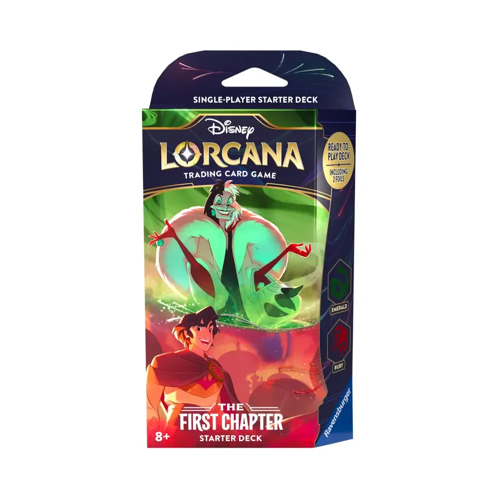 Lorcana First Chapter Emerald & Ruby Starter Deck met Cruella De Vil en Aladdin