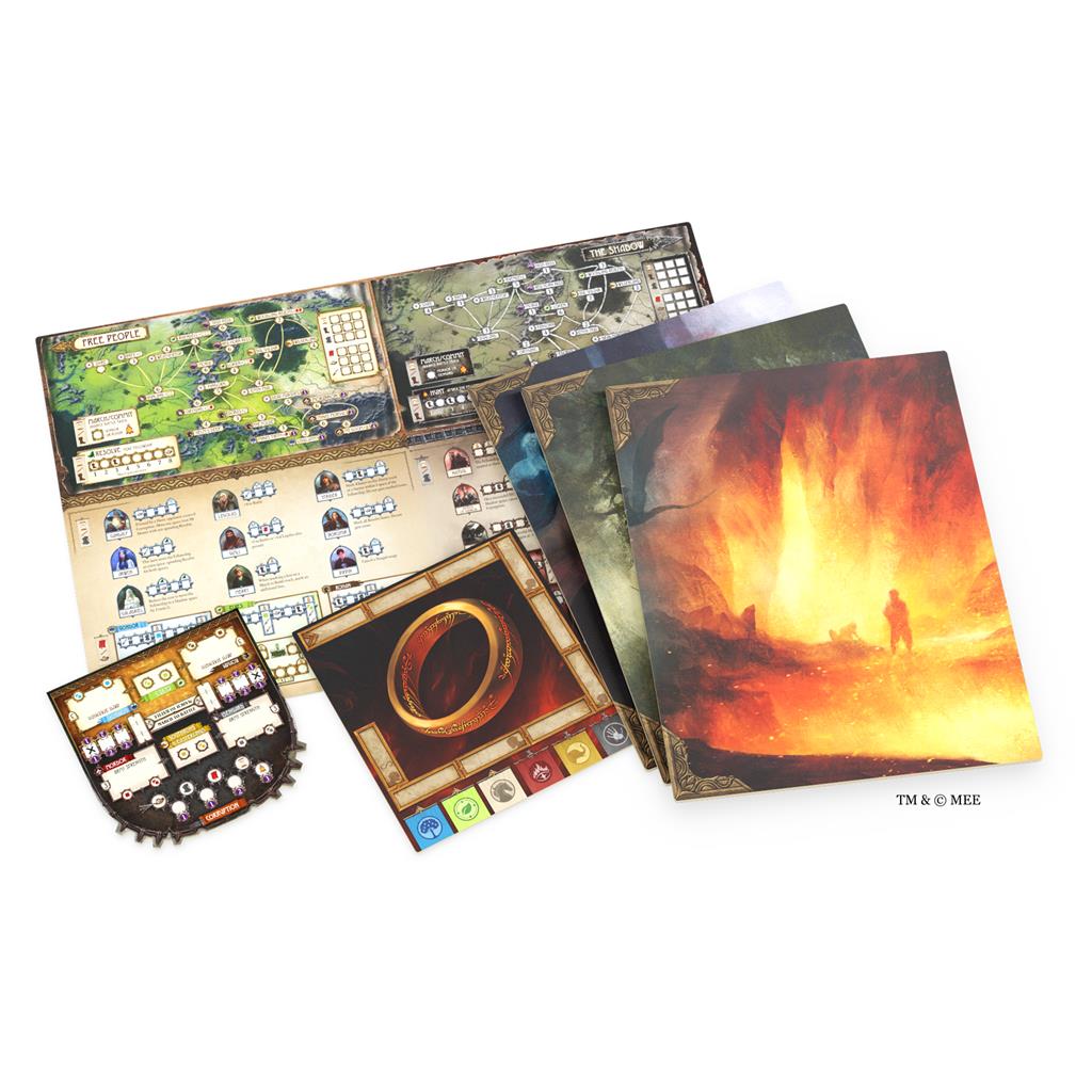 Lord of the Rings Circle of Conflict bordspel doos met dobbelstenen en spelborden - achteraanzicht