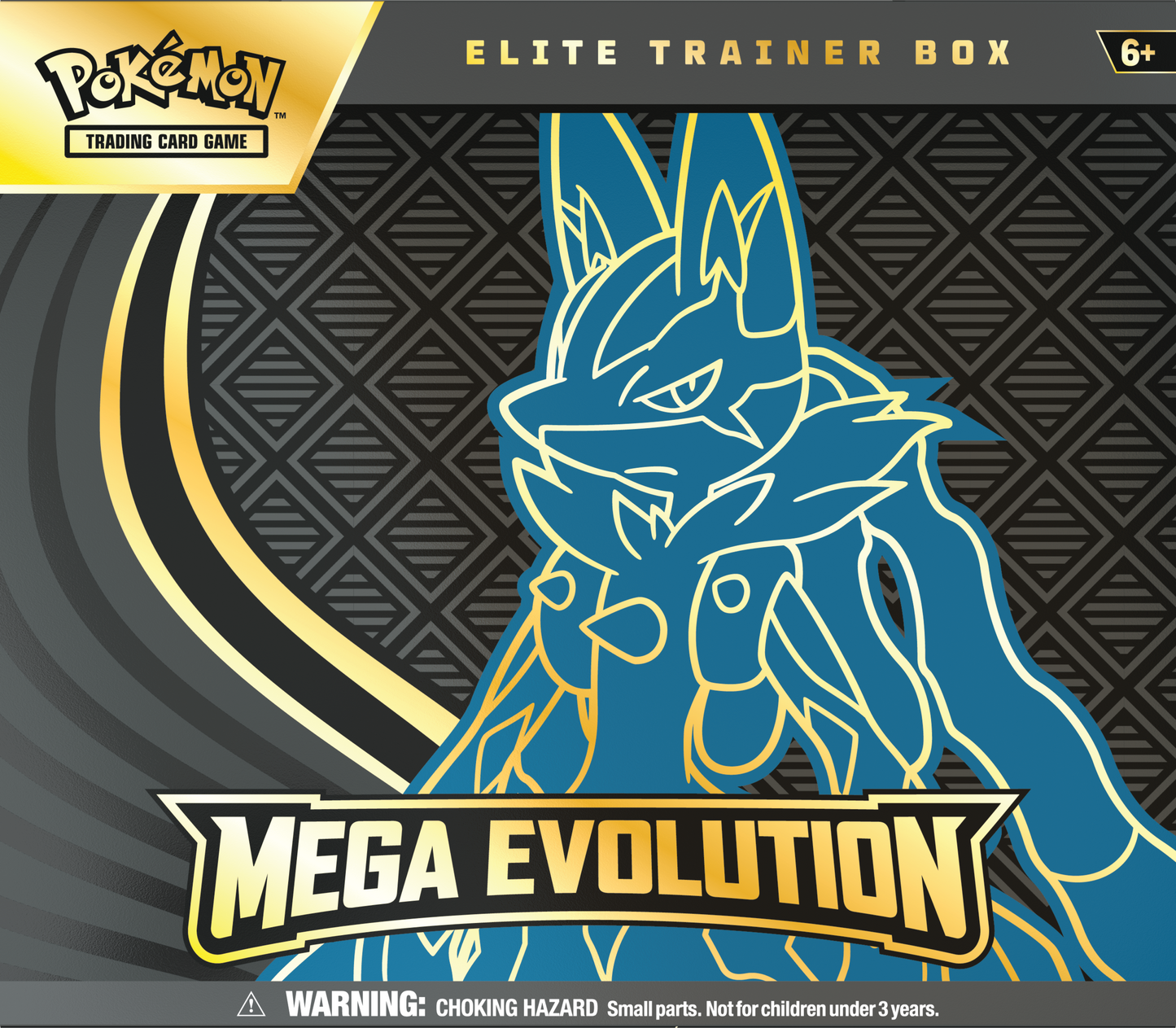 Pokémon Mega Evolution Elite Trainer Box met 9 boosterpacks, Riolu promo kaart, sleeves en accessoires van Mega Lucario.