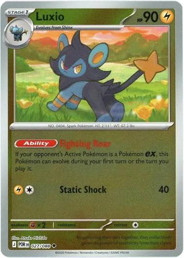 Luxio Reverse Holo Pokémon kaart nummer 027 uit de set Perfect Order