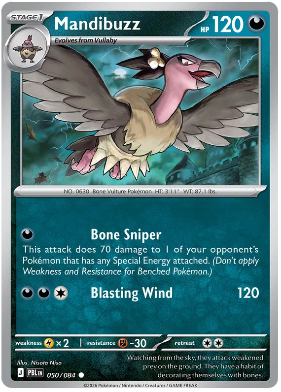Mandibuzz common Pokémon kaart nummer 050 uit de Pitch Black set