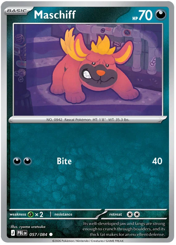 Maschiff #057 common losse Pokémon kaart uit de Pitch Black set