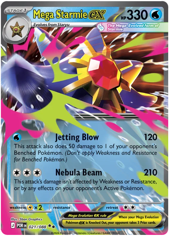 Mega Starmie ex nummer 021 losse Pokémon kaart uit de Perfect Order set