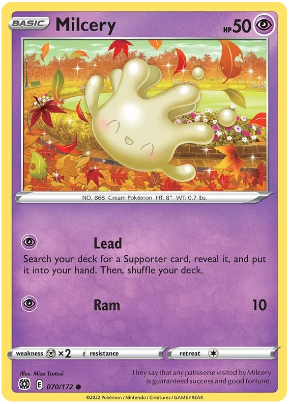 Milcery common Pokémon kaart uit Brilliant Stars, kaartnummer 070/172