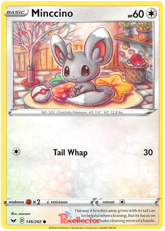 Minccino common kaart uit Pokémon Sword & Shield