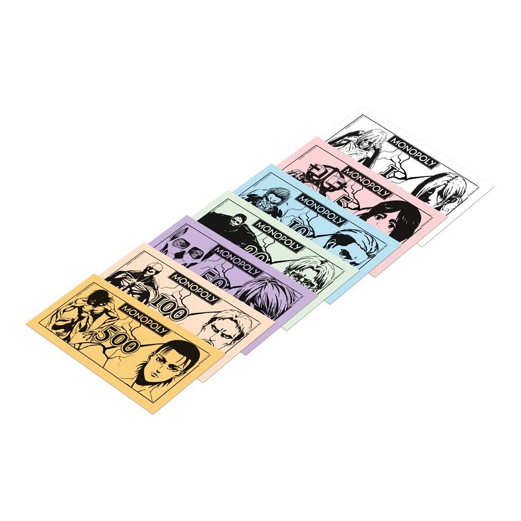 Monopoly Attack on Titan bordspel – Final Season editie met metalen speelstukken zoals zwaard, sleutel, kanon en mobiliteitsuitrusting