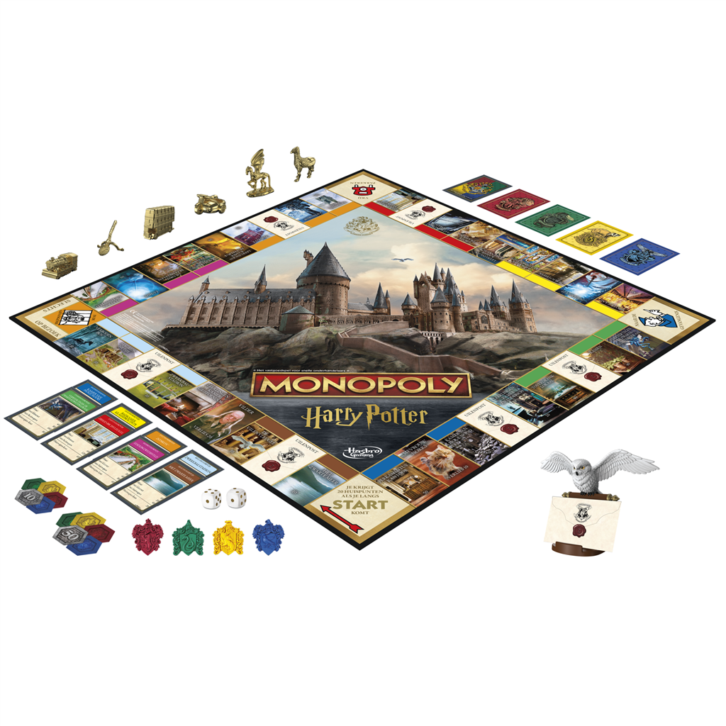 Monopoly Harry Potter bordspel met Zweinstein, Hedwig, Ron en Hermione