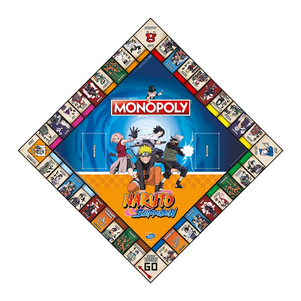 Monopoly Naruto bordspel met Gaara’s Zandkruik, Kunai en Sasuke