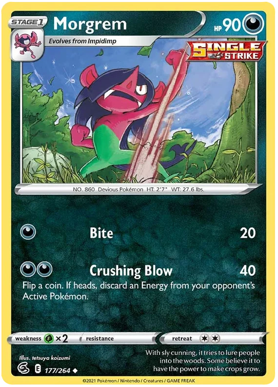 Morgrem 177/264 Pokémon kaart uit de Fusion Strike set met illustratie van tetsuya koizumi