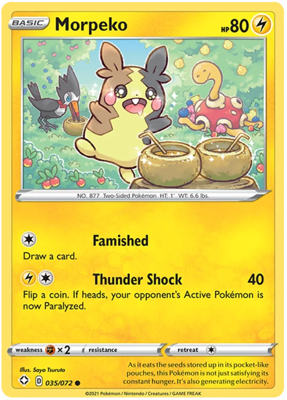 Morpeko 035/072 Common kaart uit de Pokémon TCG set Shining Fates