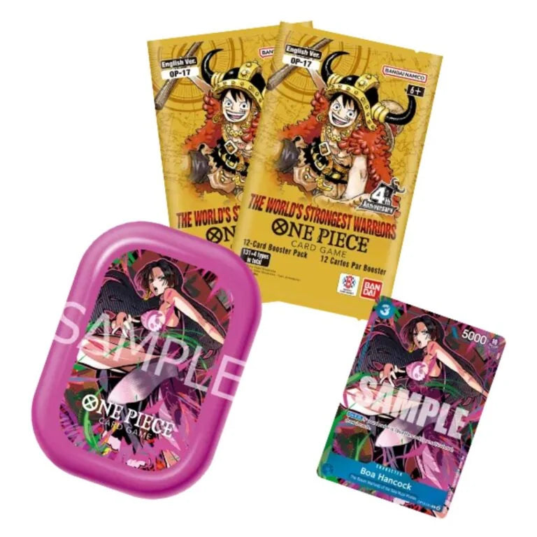 Roze One Piece Mini Tin Vol 3 met Boa Hancock afbeelding en TCG boosters