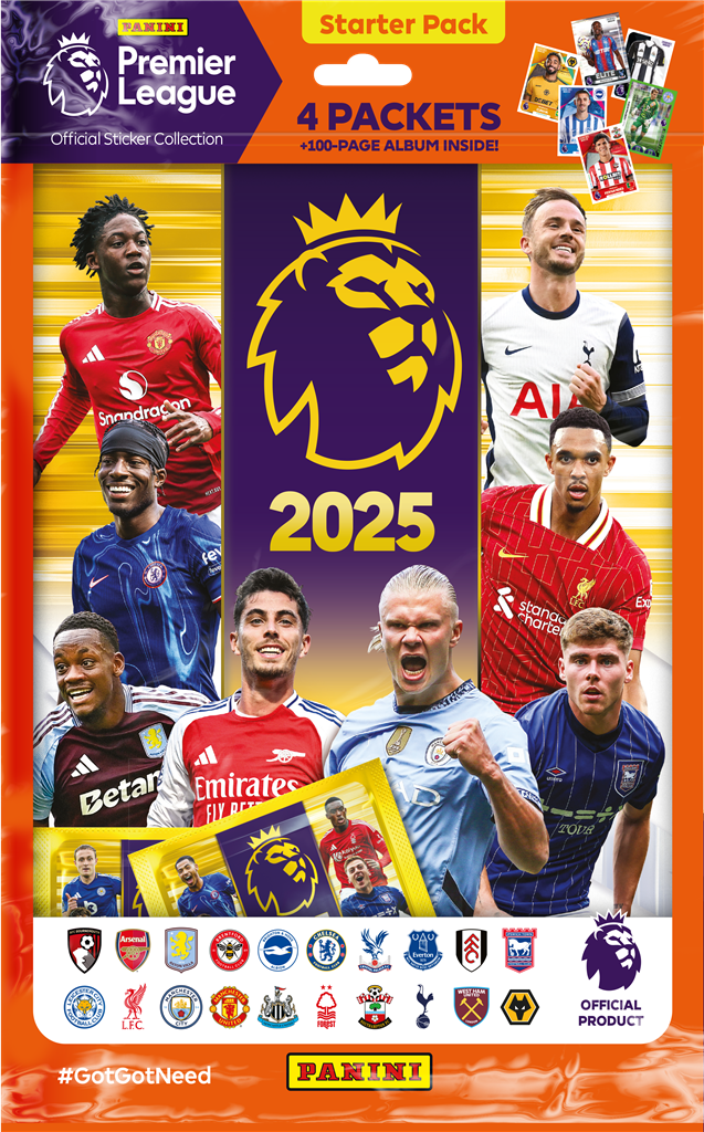 Panini Premier League 24/25 Sticker Starter Pack met album en 4 stickerboosters met voetbalstickers