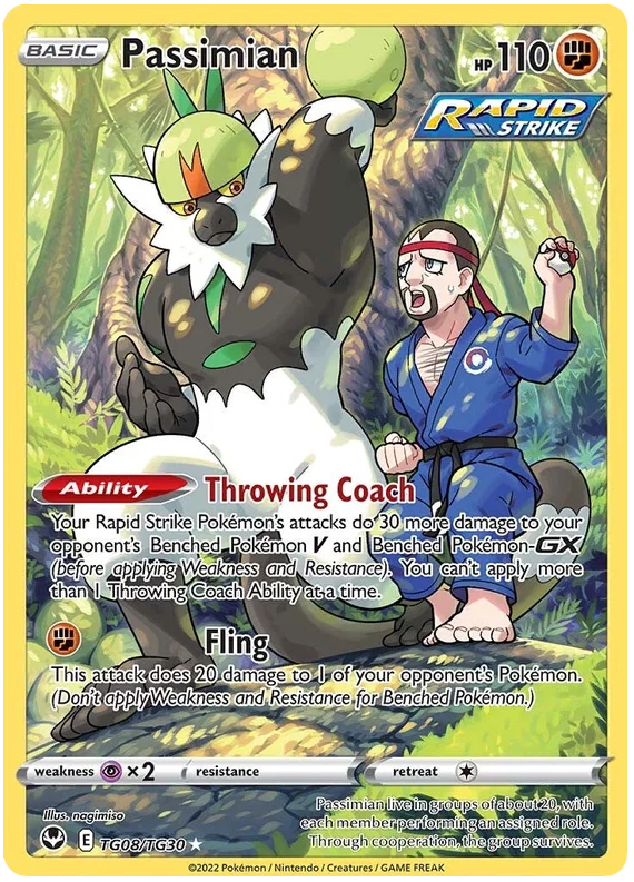 Passimian TG08 Trainer Gallery Silver Tempest Pokémon kaart met illustratie van Passimian