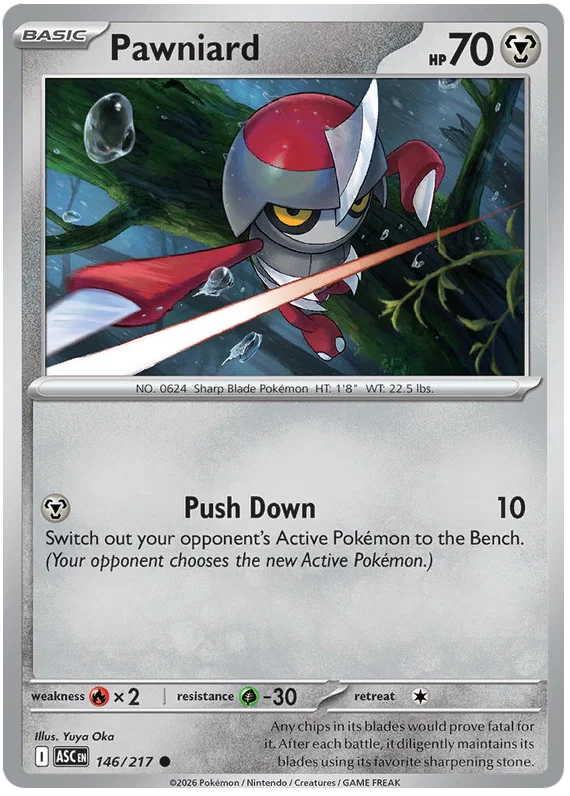 Pawniard common Pokémon kaart nummer 146 uit de Ascended Heroes set