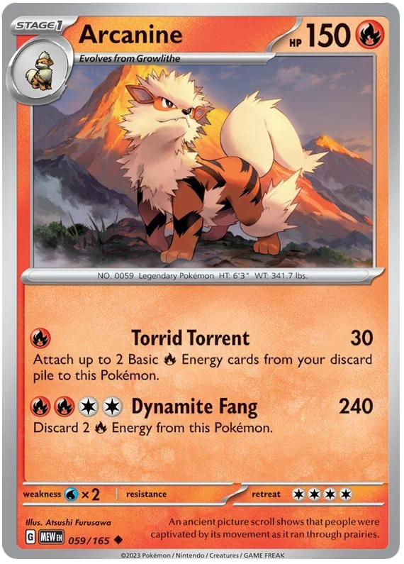 Arcanine common kaart #059 uit de Pokémon 151 set