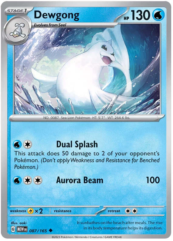 Dewgong common kaart #087 uit de Pokémon 151 set