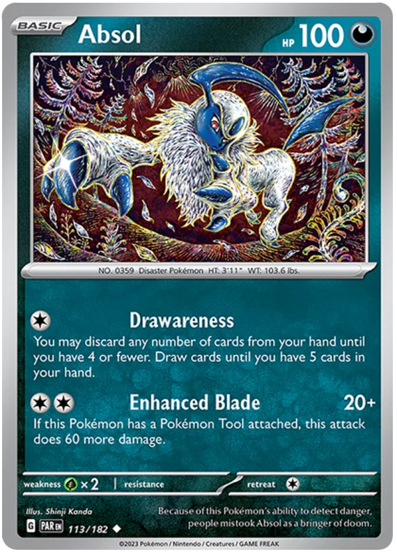Absol common #113/182 losse Pokémon kaart uit de Paradox Rift set