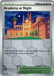 Academy at Night reverse holo Pokémon kaart uit de Shrouded Fable set, kaartnummer 054/064